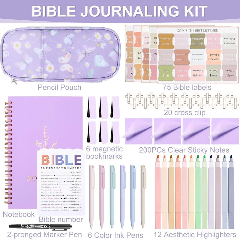 YOPCDJ Bible Study Supplies, Bible Journaling Kit, Bible Study Kit for Women, Aesthetic Book Annotation Kit, Bible Study Tools, Christian Gifts for Women, Pencil Case Bible Accessories Set - Image 2